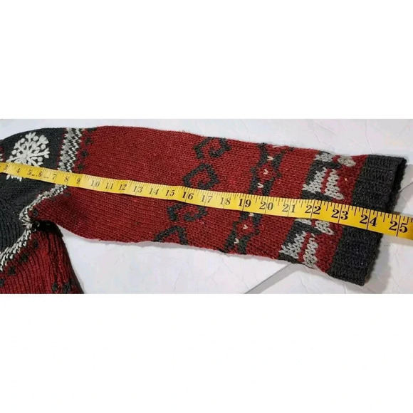 VINTAGE Basic Editions Holiday Cardigan Women XL Wool BLEND Gray Red White SKI - Picture 8 of 9